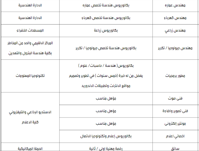 وظائف الجامعات المصرية
