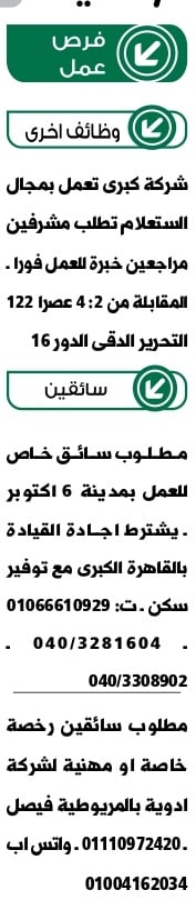 وظايف جريدة الوسيط المصرية الجمعة لجيمع المؤهلات اليوم 9-4-2021