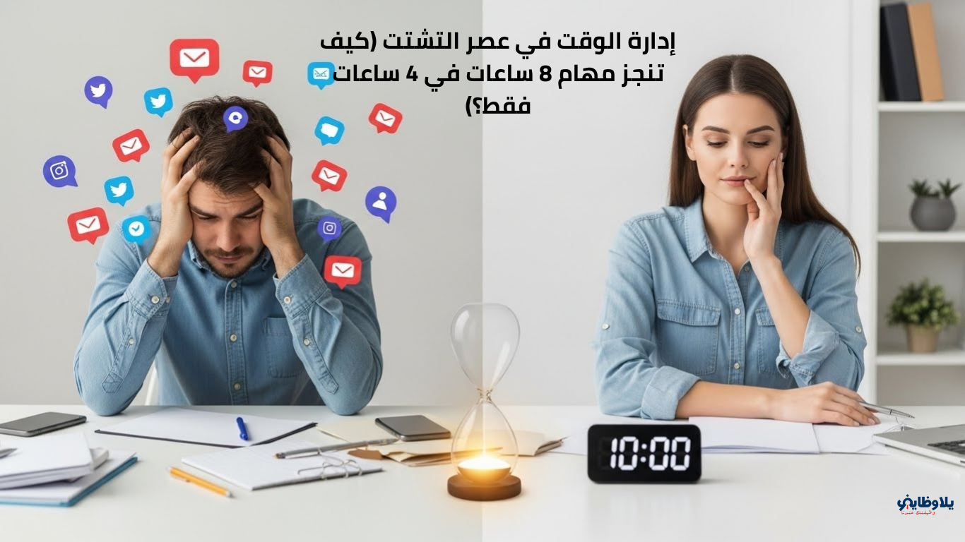 إدارة الوقت في عصر التشتت (كيف تنجز مهام 8 ساعات في 4 ساعات فقط؟)