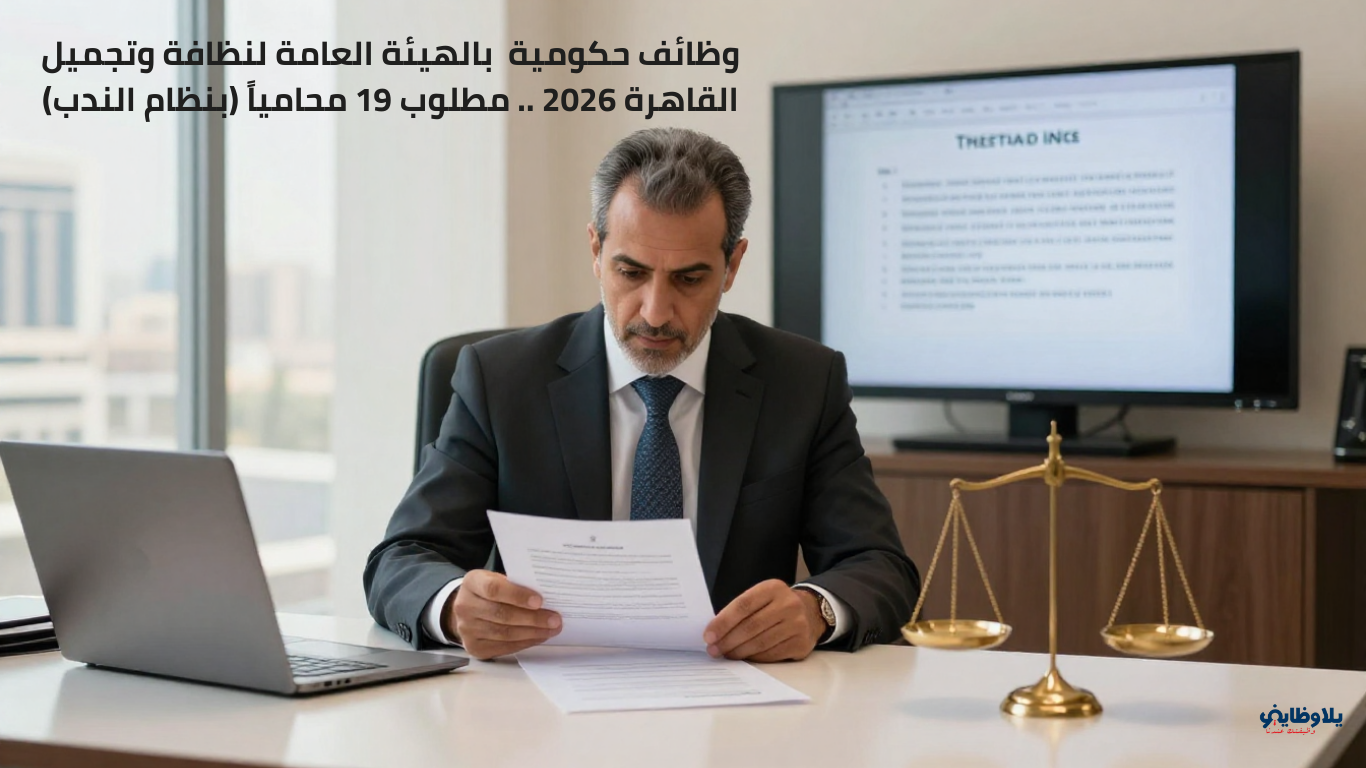 وظائف حكومية  بالهيئة العامة لنظافة وتجميل القاهرة 2026 .. مطلوب 19 محامياً (بنظام الندب)