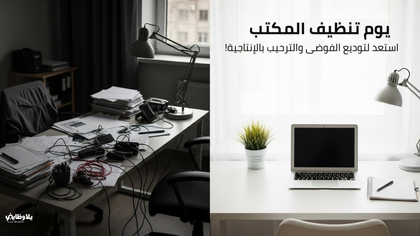 يوم تنظيف المكتب ..  استعد لتوديع الفوضى والترحيب بالإنتاجية!