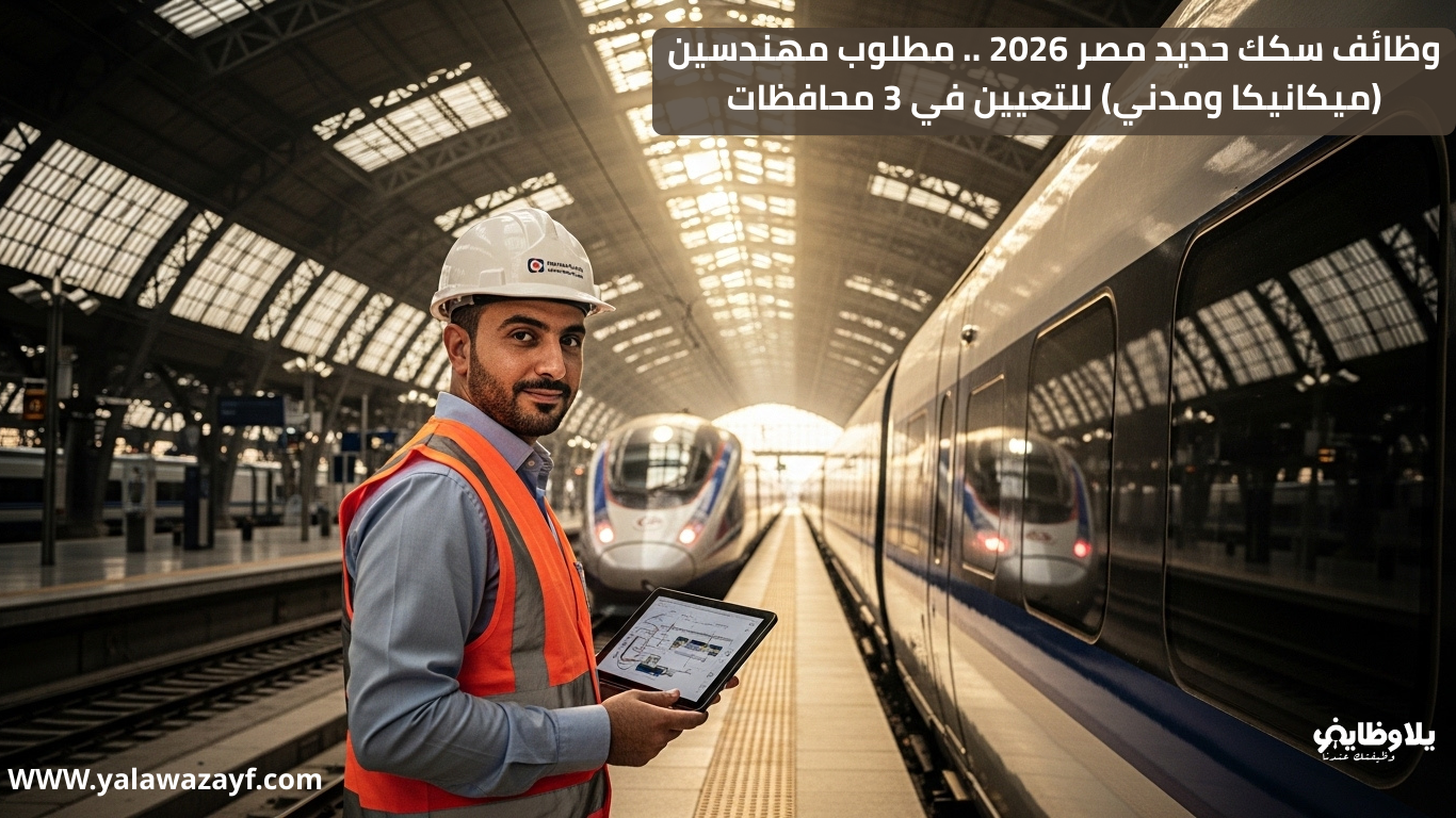 وظائف سكك حديد مصر 2026: مطلوب مهندسين (ميكانيكا ومدني) للتعيين في 3 محافظات