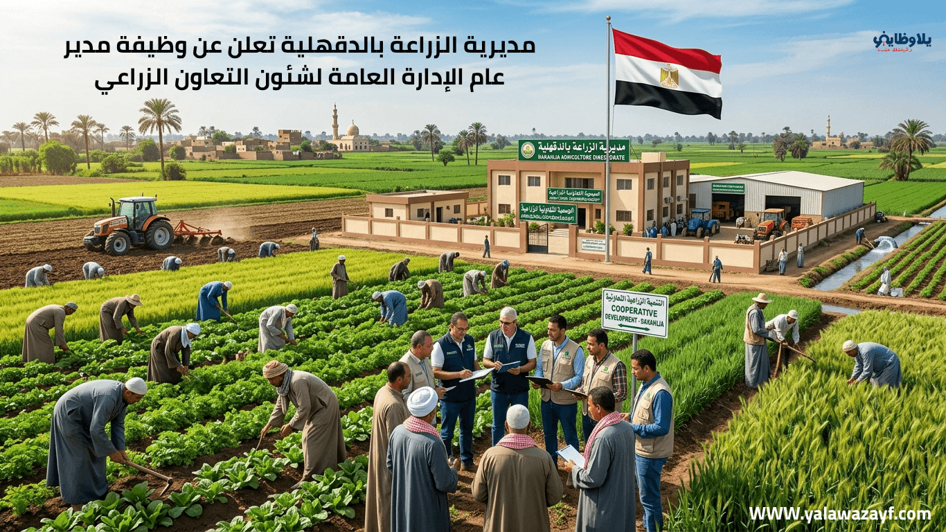 مديرية الزراعة بالدقهلية تعلن عن وظيفة مدير عام الإدارة العامة لشئون التعاون الزراعي