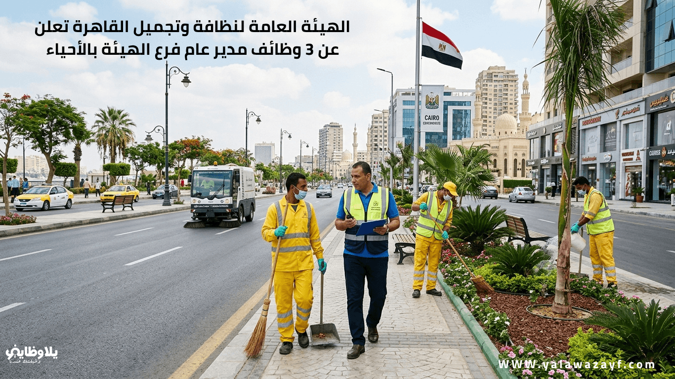 الهيئة العامة لنظافة وتجميل القاهرة تعلن عن 3 وظائف مدير عام فرع الهيئة بالأحياء