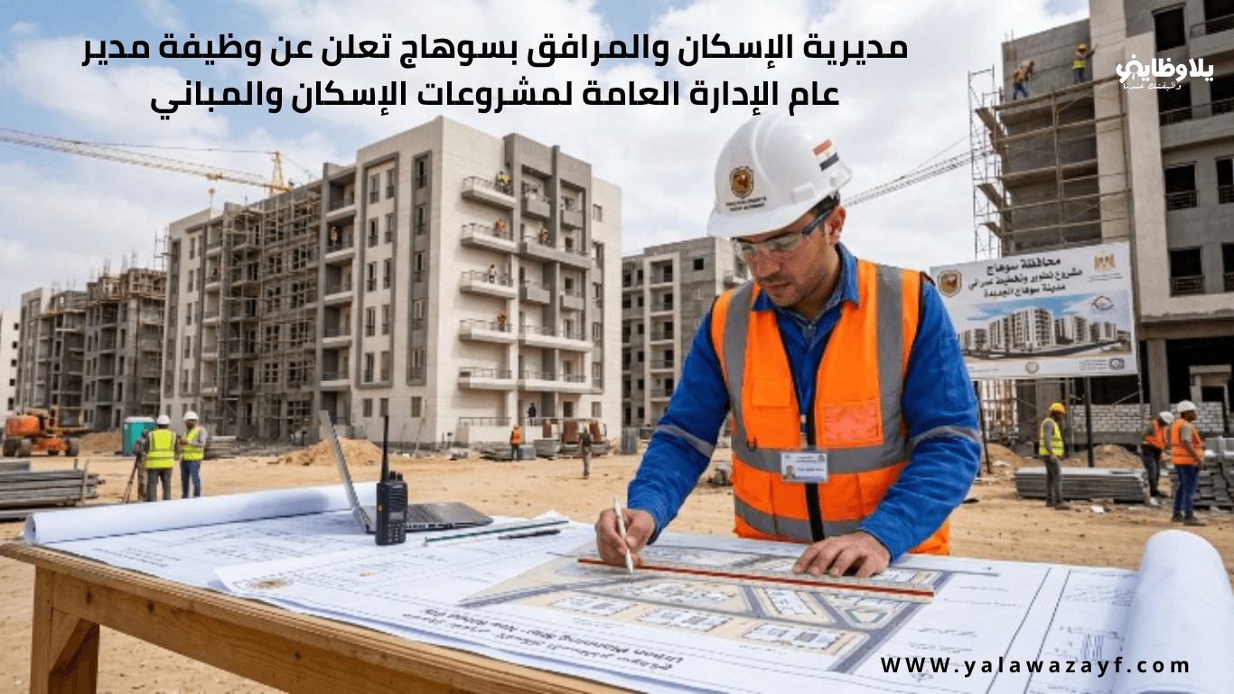مديرية الإسكان والمرافق بسوهاج تعلن عن وظيفة مدير عام الإدارة العامة لمشروعات الإسكان والمباني