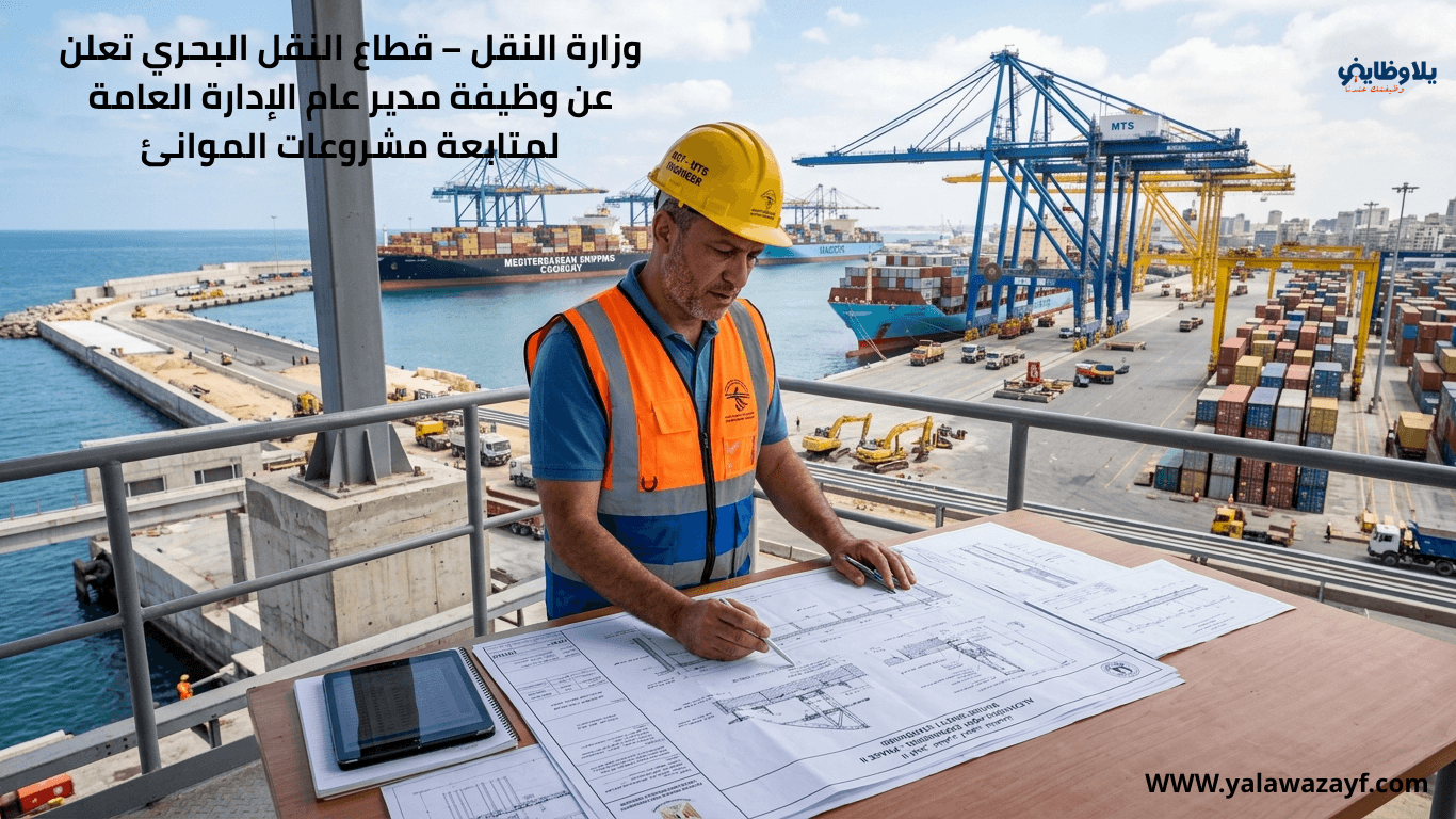 وزارة النقل – قطاع النقل البحري تعلن عن وظيفة مدير عام الإدارة العامة لمتابعة مشروعات الموانئ