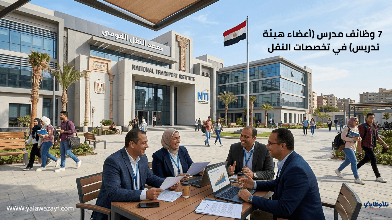 المعهد القومي للنقل يعلن عن 7 وظائف مدرس (أعضاء هيئة تدريس) في تخصصات النقل