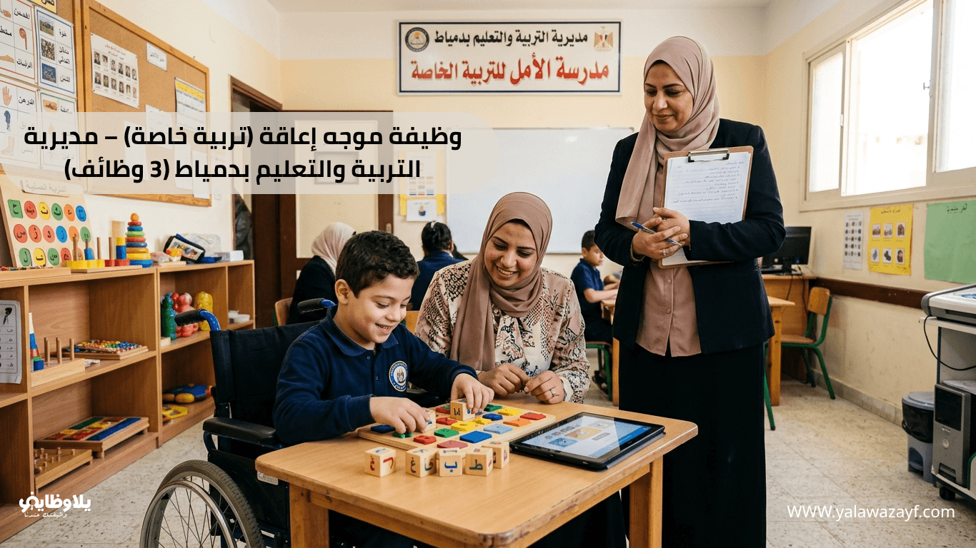 وظيفة موجه إعاقة (تربية خاصة) – مديرية التربية والتعليم بدمياط (3 وظائف)